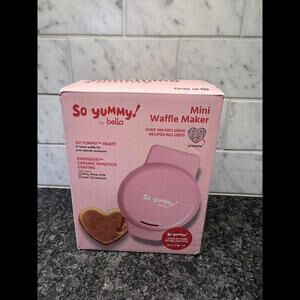 So Yummy by Bella Mini Valentine Heart Waffle Maker PINK - NEW in BOX